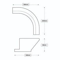 Halesworth Curved Cabinet Corner Return Classic (XX48) Line Drawing
