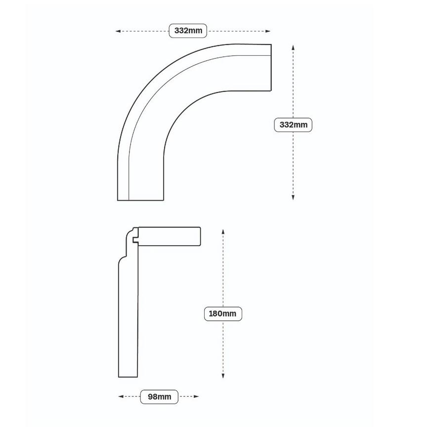 Halesworth Decorative Curve Plinth (XX9A) Line Drawing