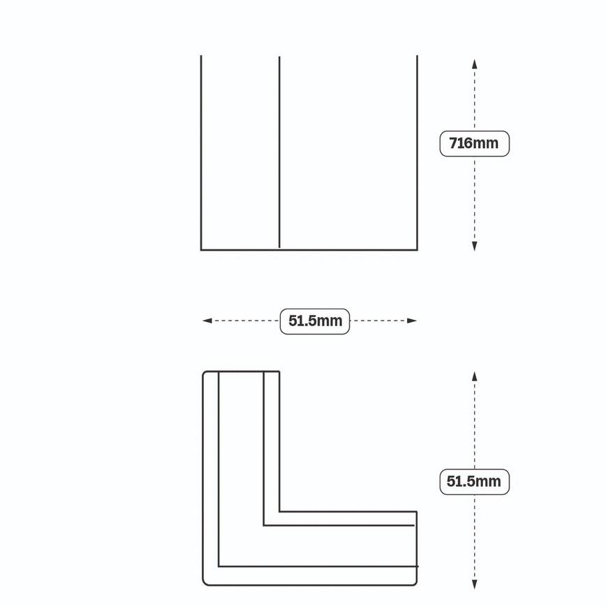 J Pull FH External Corner Post (XX7W) Line Drawing
