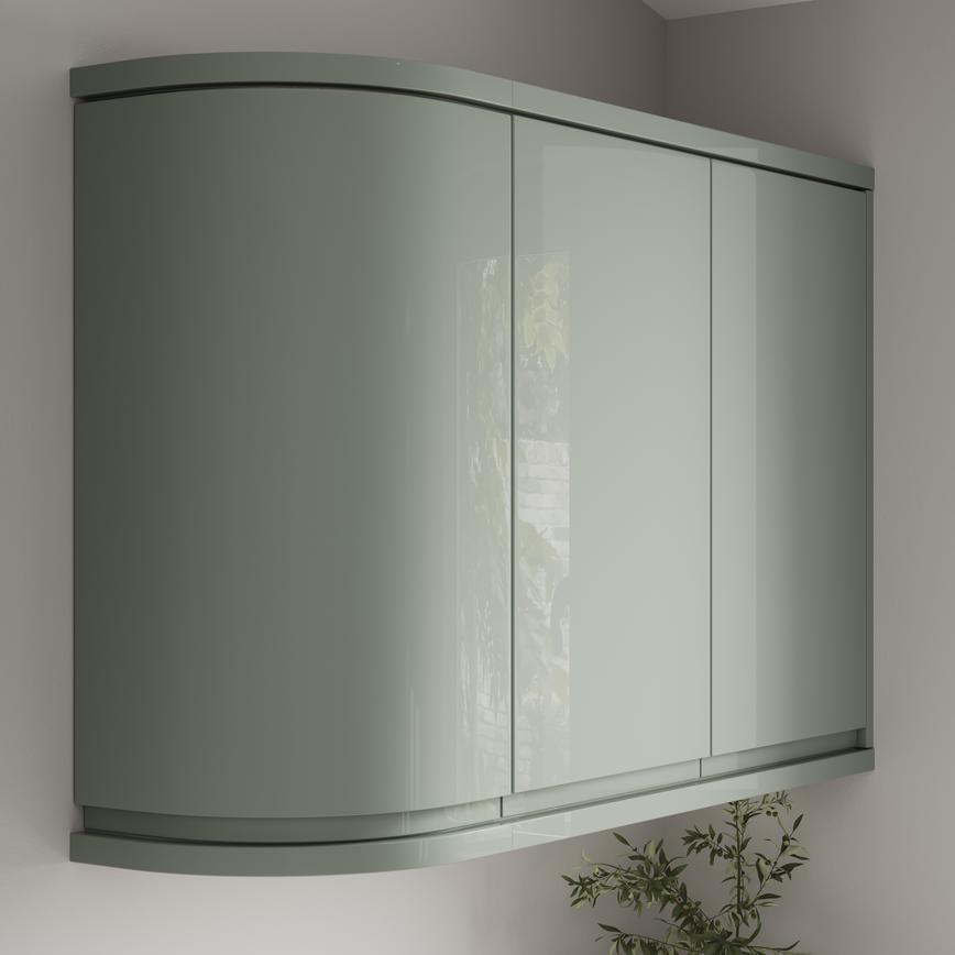 Gloss Reed Green Square Curved Cornice or Pelment