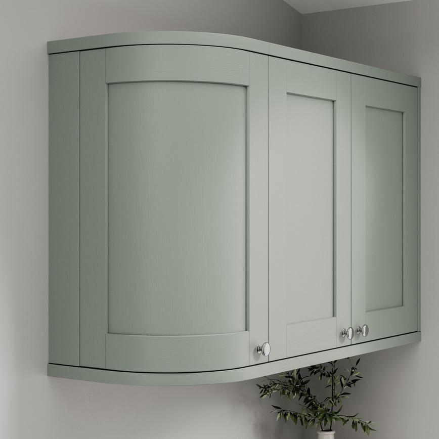 Halesworth Grain Reed Green Square Curved Cornice or Pelmet