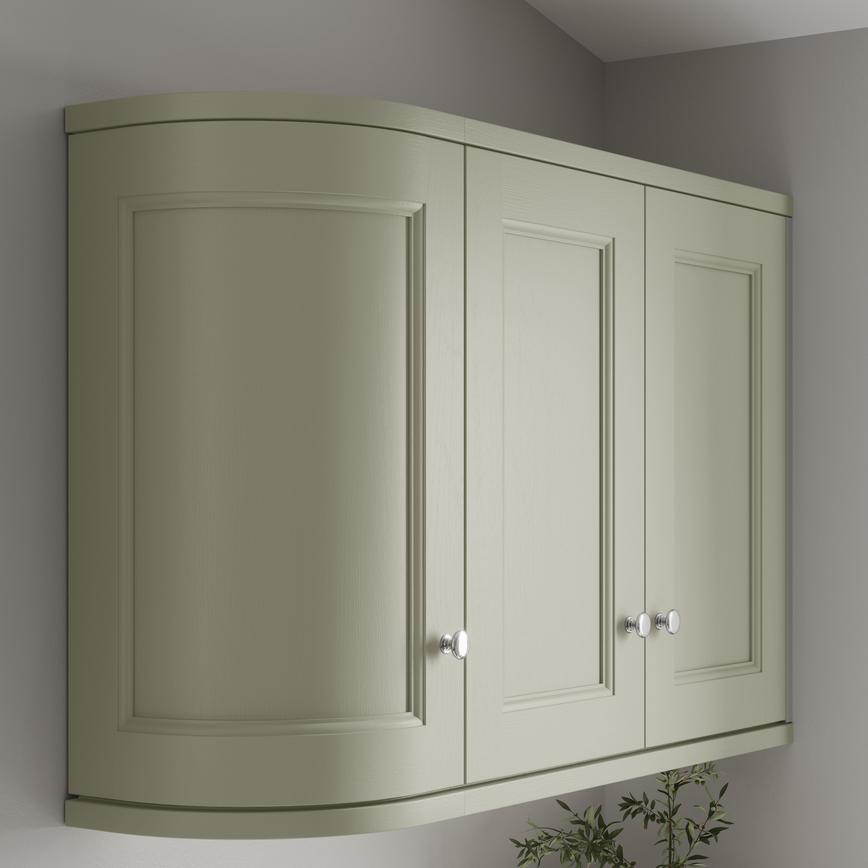 Sage Green Curved Cabinet Cornice/Pelmet Return Square Profile fitted with wall cabinet