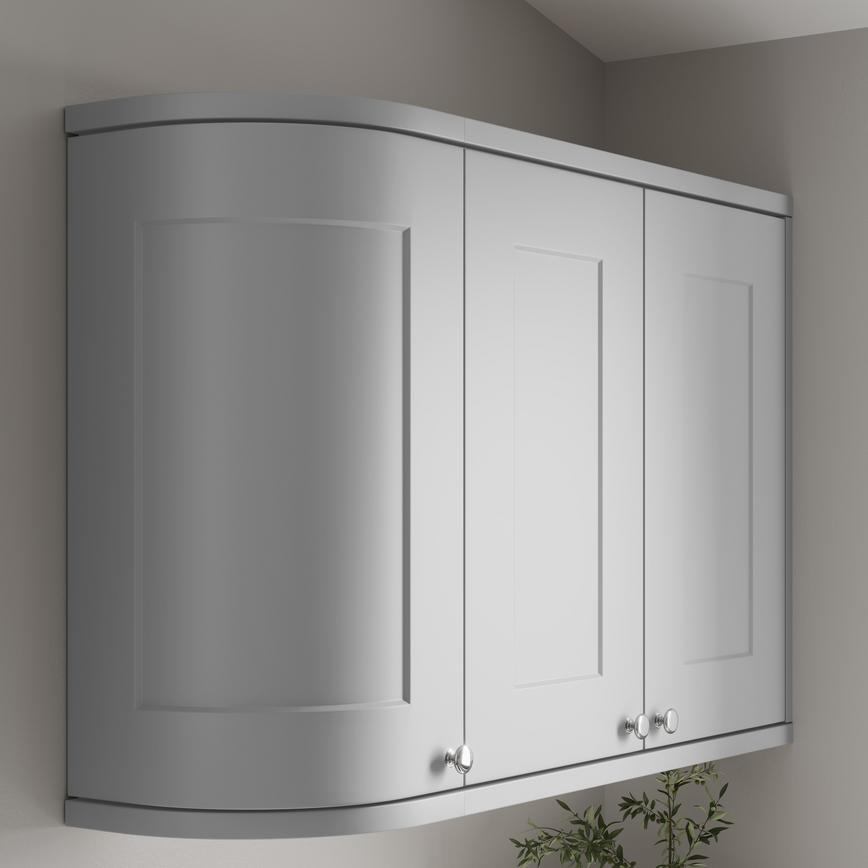 Dove Grey Curved Cabinet Cornice/Pelmet Return Square Profile fitted with wall cabinet