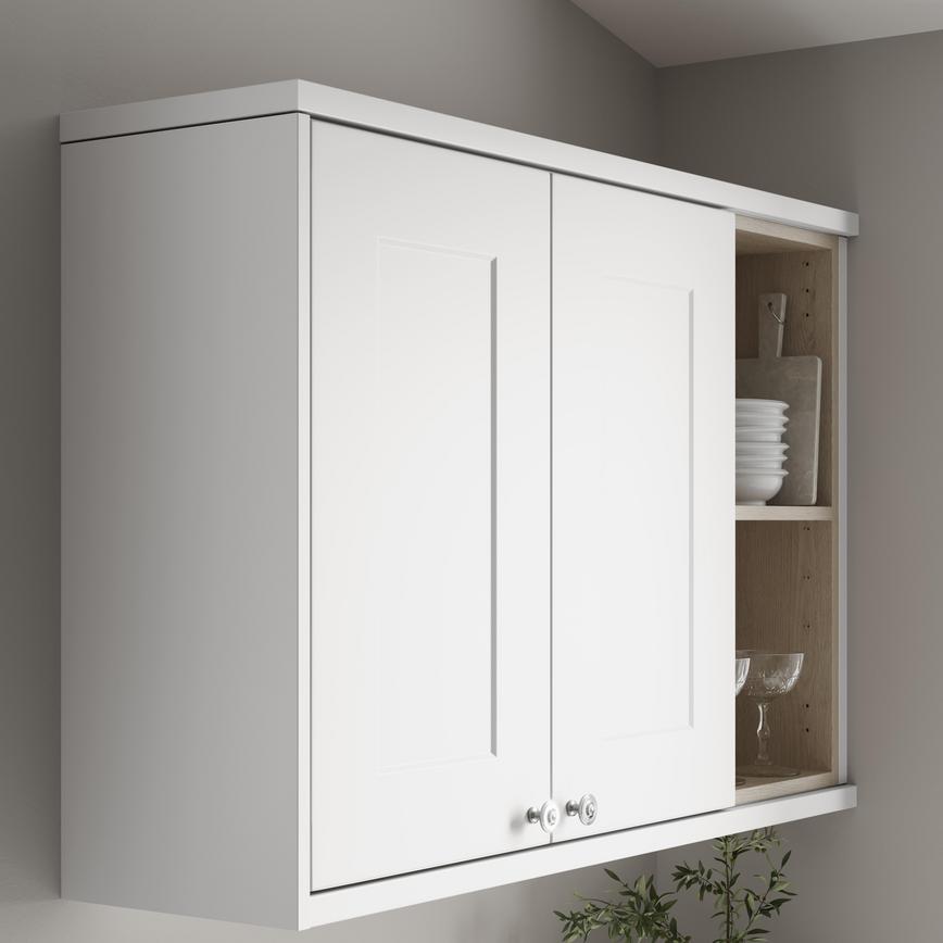 White Paintable Cornice/Pelmet Square Profile fitted with wall cabinet