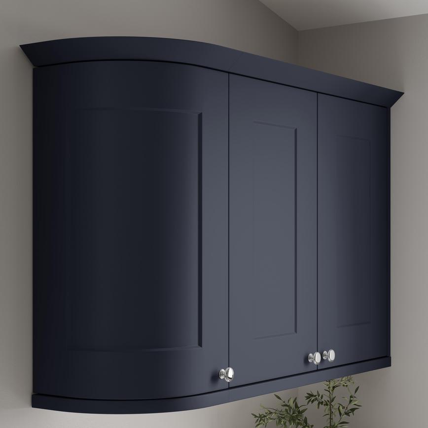 Navy Curved Cabinet Cornice Return Classic Profile fitted with wall cabinet