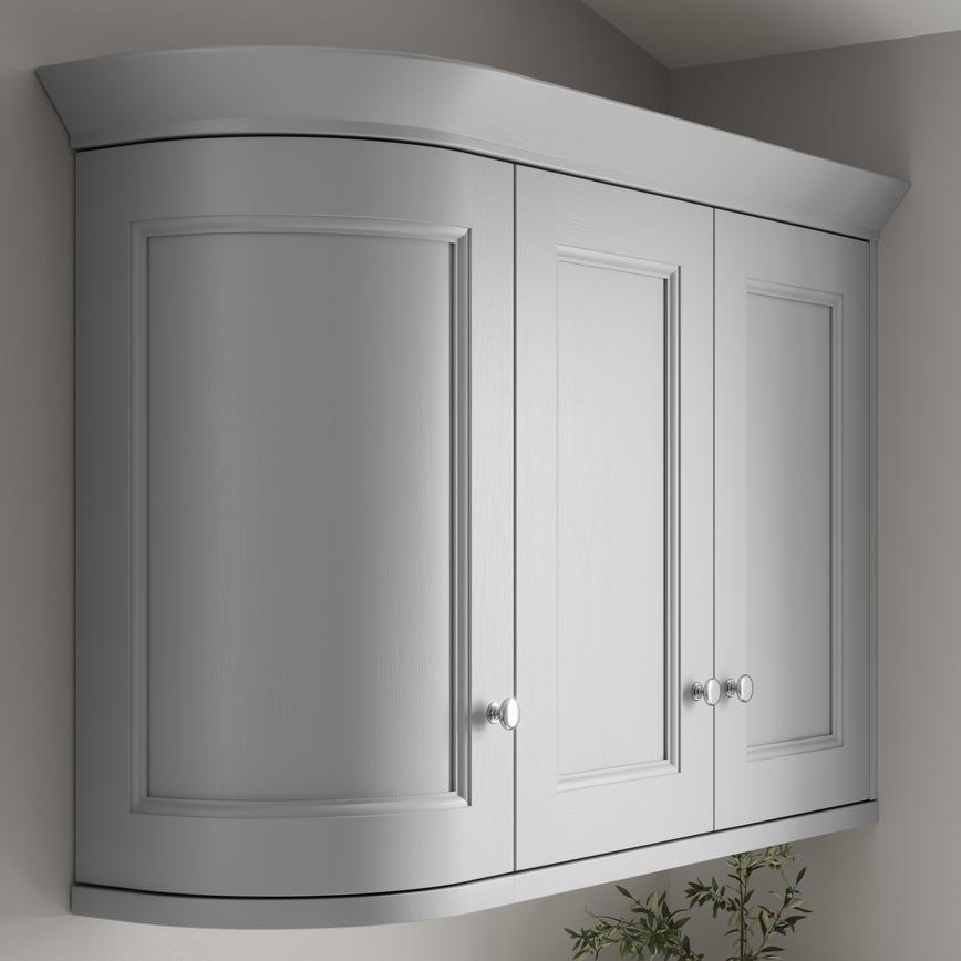 Dove Grey Curved Cabinet Cornice Return Classic Profile fitted with wall cabinet