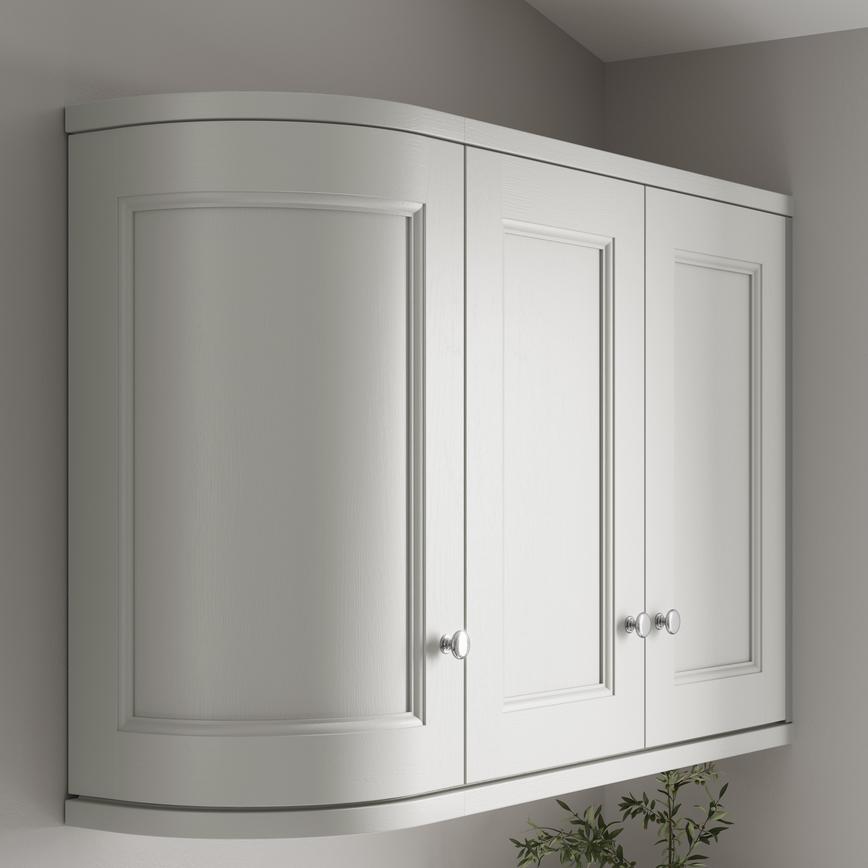 Chilcomb Porcelain Curved Cabinet Cornice/Pelmet Return Square Profile fitted with wall cabinet