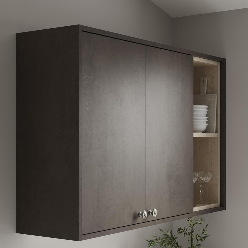 Bronze Dark Stone Square Profile Cornice/Pelmet with wall cabinet
