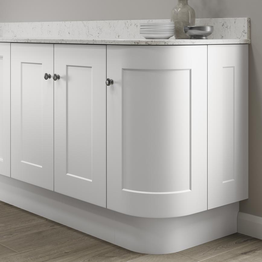 White Pnt Curved Base End MDF Plinth
