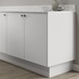 White 15mm MFC continuous plinth 2.75m fitted with base cabinet and white worktop