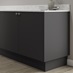Hockley super matt charcoal continuous MDF plinth 3m fitted with base cabinet and white worktop
