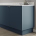 Hockley super matt marine blue continuous MDF plinth 3m fitted with base cabinet and white worktop