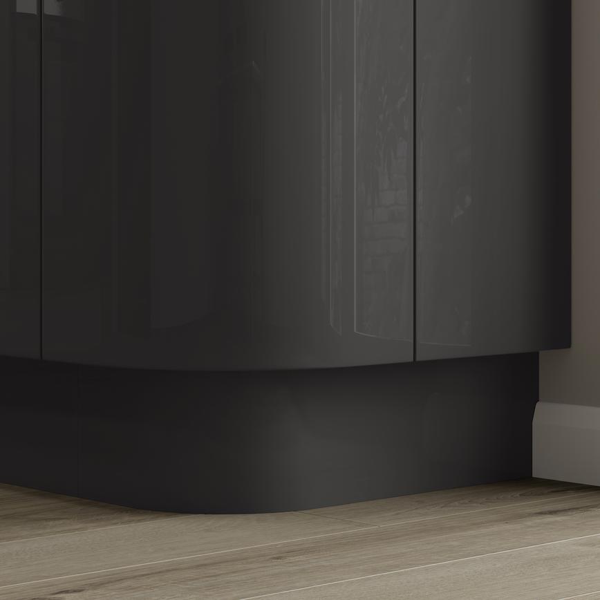 Gloss Charcoal 563mm x 18mm Curved Plinth