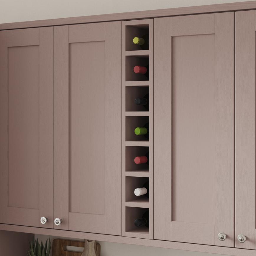 Grained Antique Rose 150mm Wine Rack shown with wall cabinet
