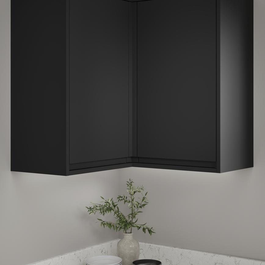 Clerkenwell Super Matt Black Wall Fillet Shown With Wall Cabinet