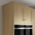 Grained Oak Tongue and Groove Tower Decor End Shown with Glass Dresser Cabinet