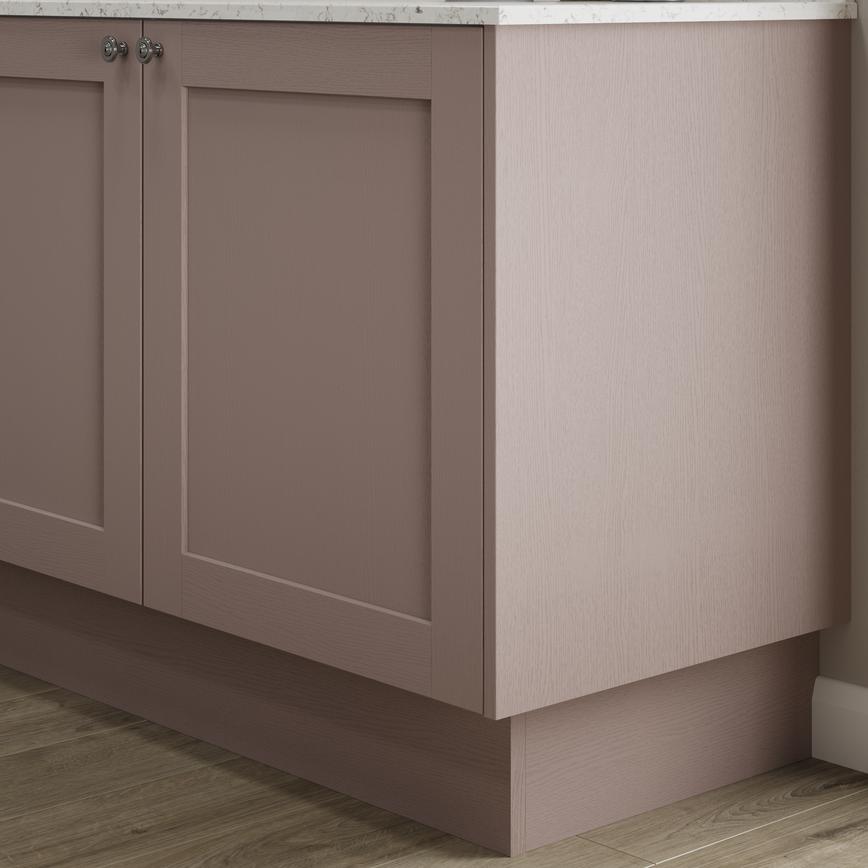 Grained Antique Rose 18mm Continuous Plinth shown with cabinet