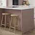 Graned Antique Rose Breakfast Bar Backing Panel Tongue and Groove Shown on Breakfast Bar with Bar Stools