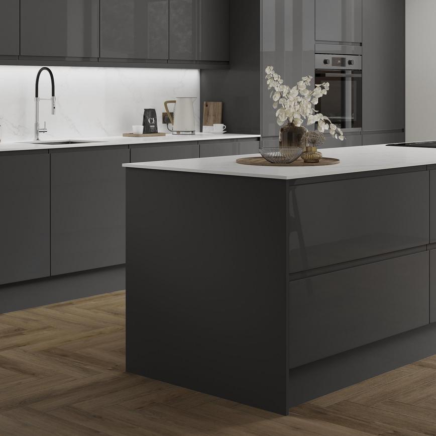 Clerkenwell Gloss Charcoal 910mm x 2400mm x 18mm Breakfast Bar Panel