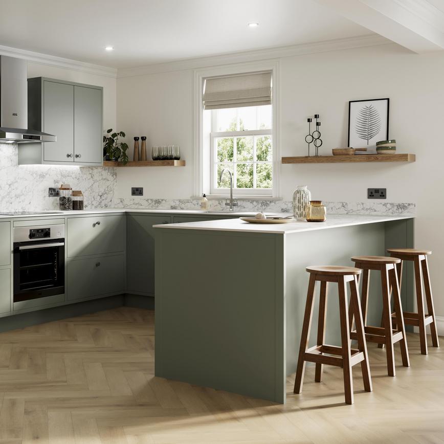 Hockley Super Matt Reed Green 940mm x 2400mm x 16mm Breakfast Bar Panel