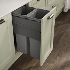 Anthracite Mounted Pull Out 2 x 32L Integrated Recycling and Waste Bin