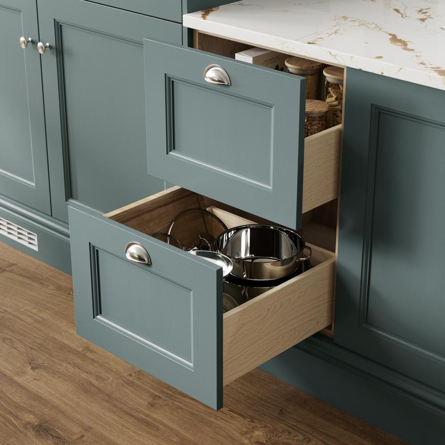 Natural Oak Veneered 500mm Ready Assembled Pan Drawer Elmbridge Laguna Blue