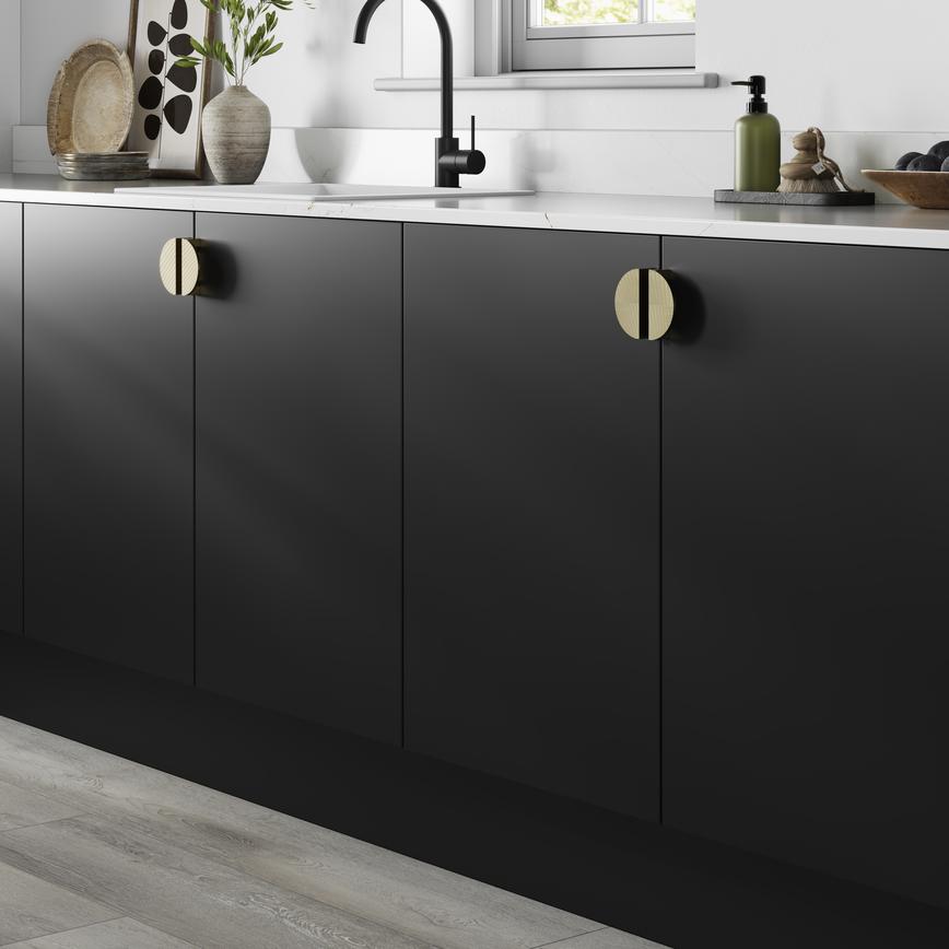 Lunar Satin Brass Curved Pull Cupboard Handle 85mm