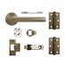 Jigtech Minim Antique Brass Slim Rose Handle Latch Pack