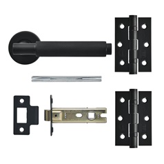 Iseo Knurled Matt Black Lever on Rose Door Handle Pack