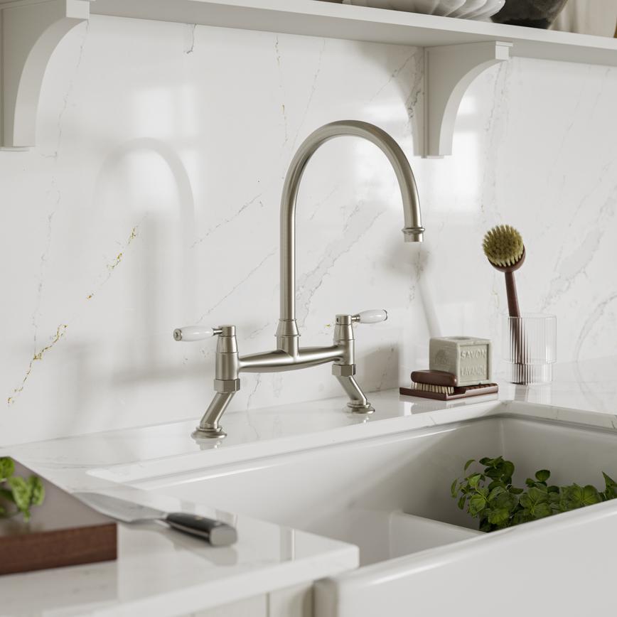 Victorian Bridge Brushed Nickel Angle