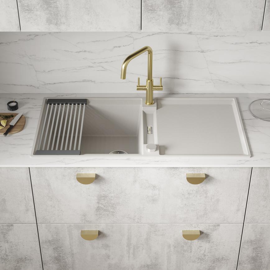 Blanco Granite Single Bowl Soft White Front