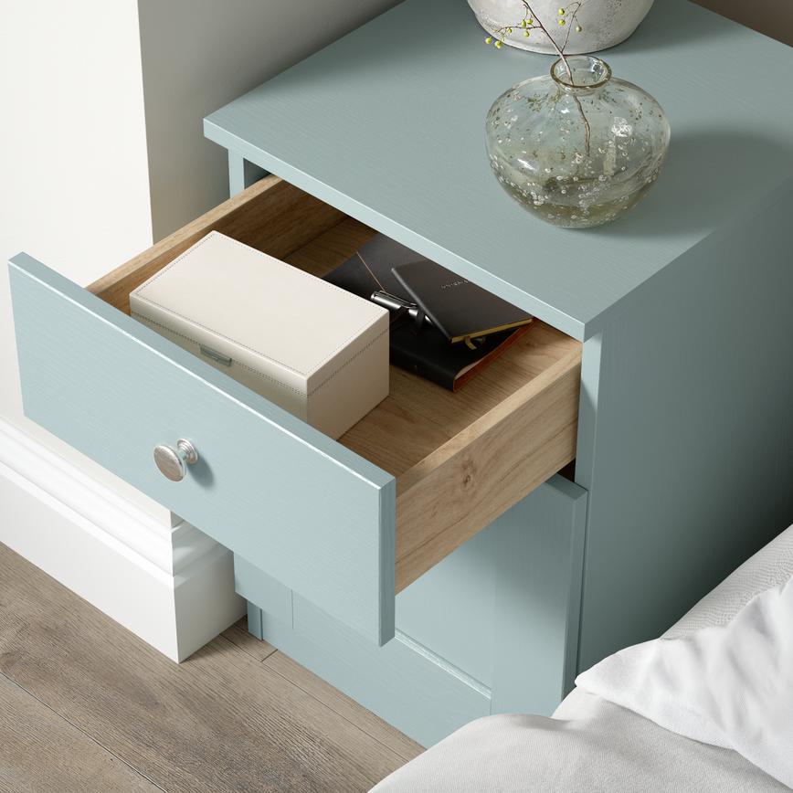 Earl Brshd Nickel Eff Round Door Knob 32mm Halesworth Seafoam Open BedsideTable