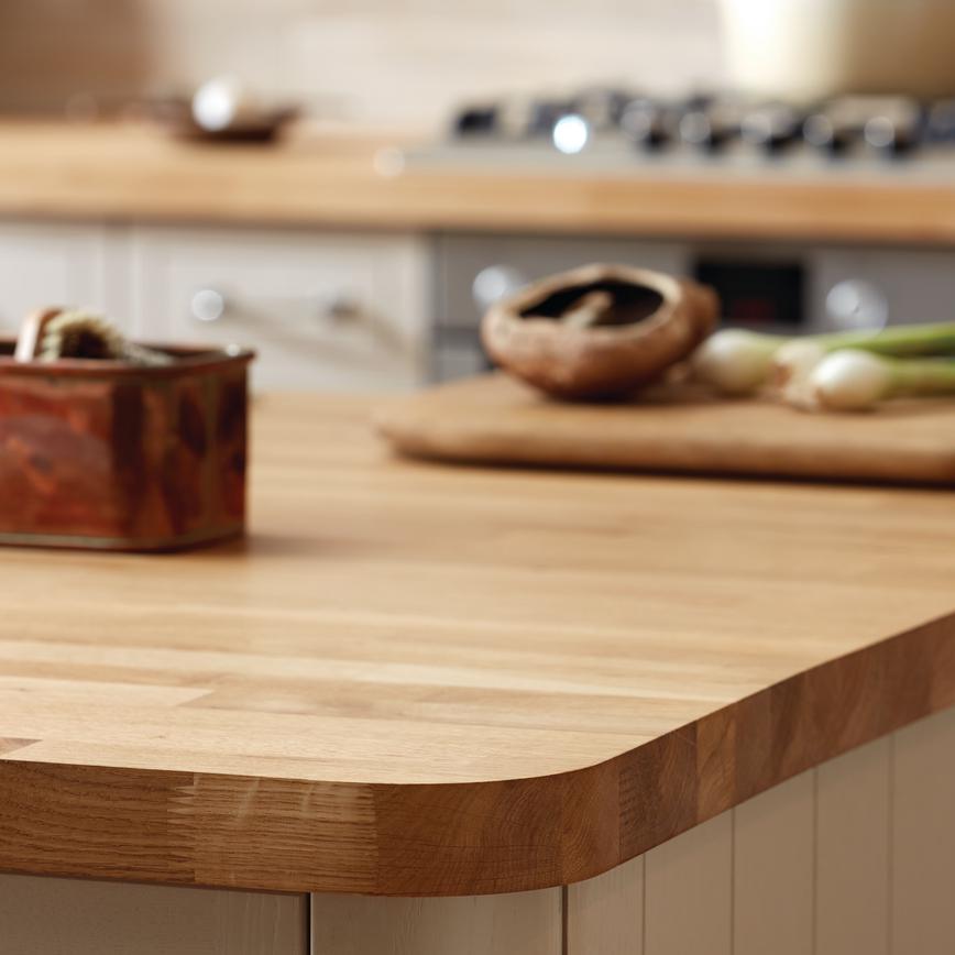 Howdens 2.4m x 40mm Unfinished Square Edge Oak Solid Wood Breakfast Bar