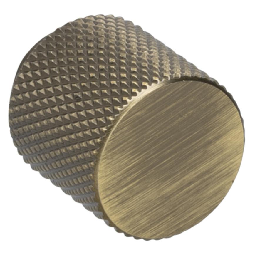 Aged brass knurled knob handle