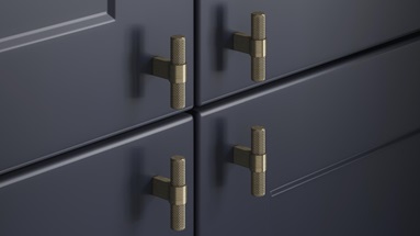 aged brass effect knurled T-bar knob handles