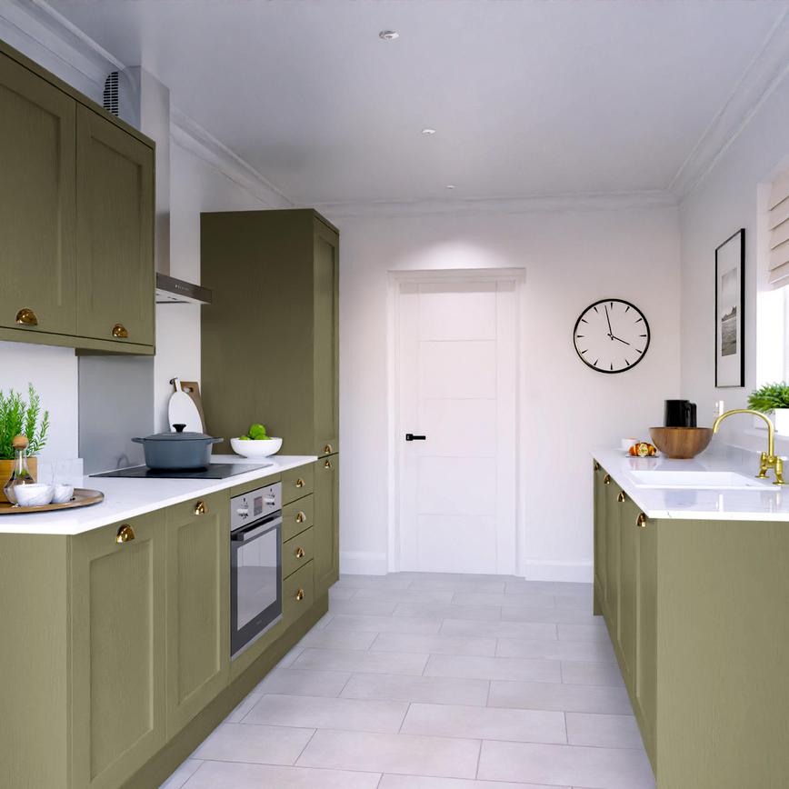 Chilcomb Paint To Order Olive EKES Galley Kitchen Set