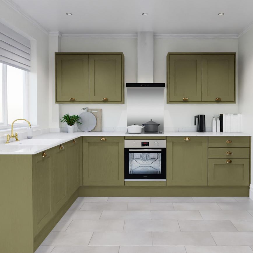Chilcomb Paint To Order Olive EKES L Shape Kitchen Set