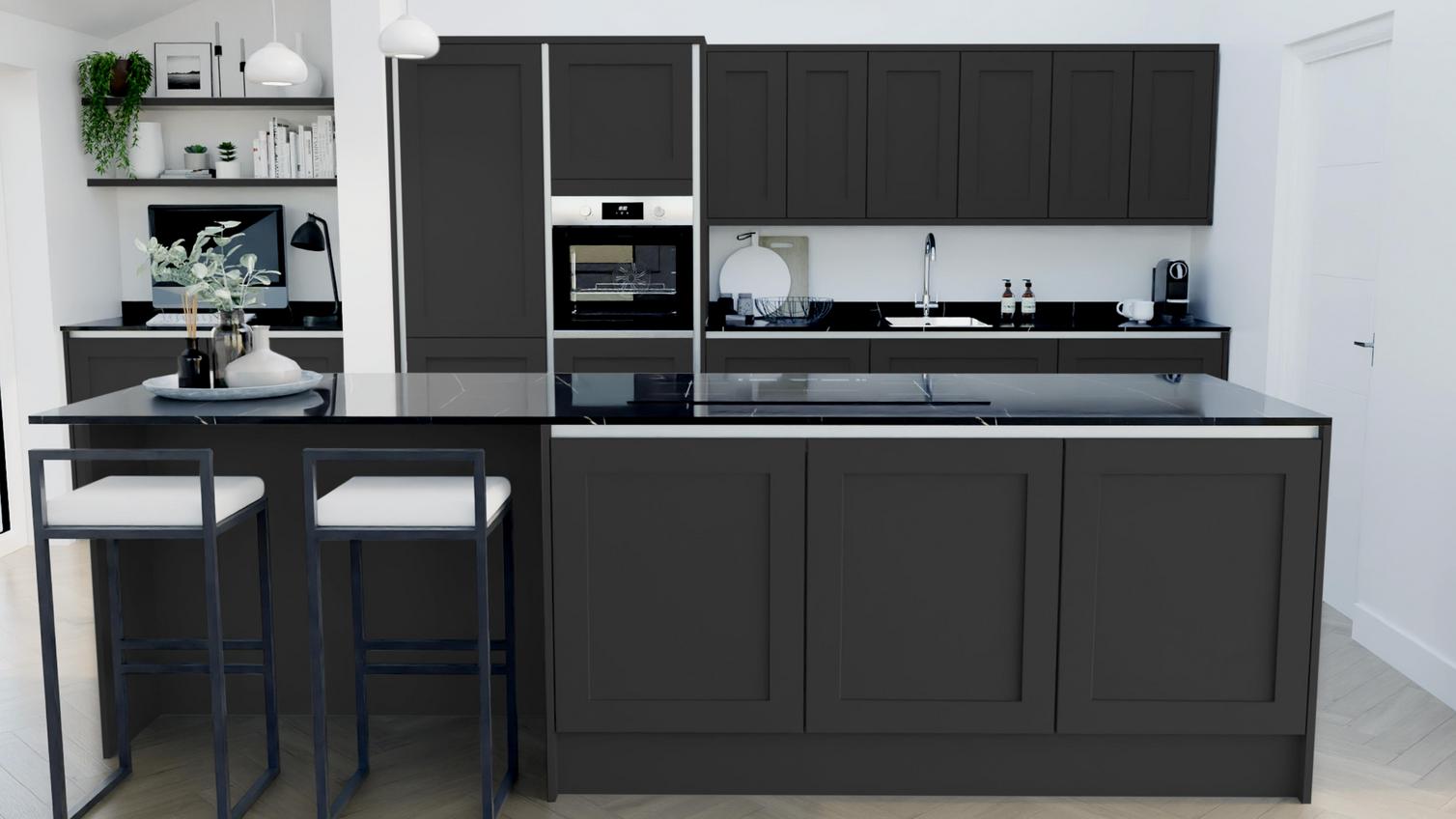 Chilcomb Super Matt Charcoal Handleless Island