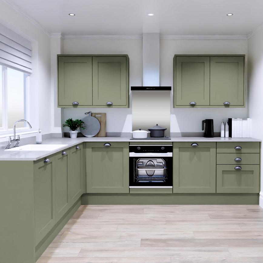 Chilcomb Reed Green L Shaped Kitchen
