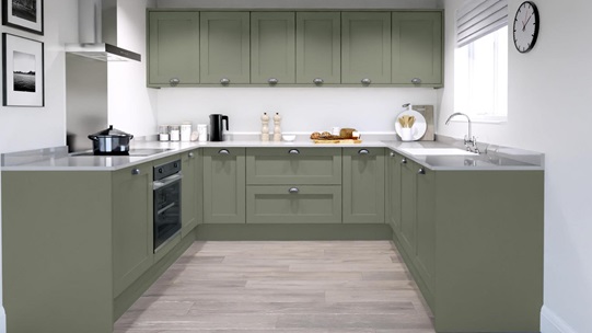 Chilcomb Reed Green U Shaped Kitchen