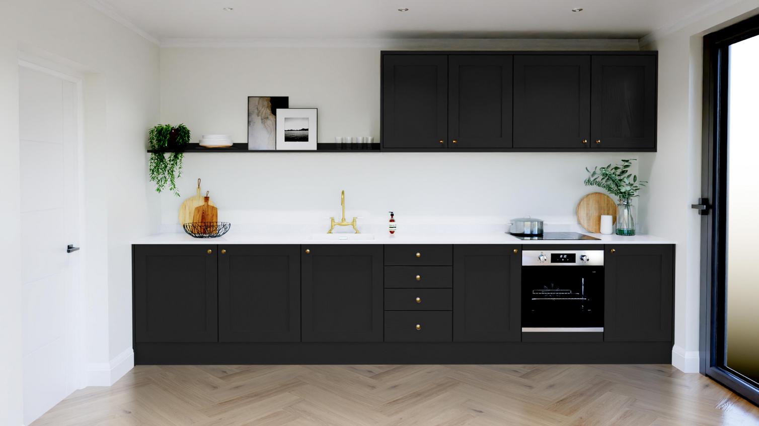 Chilcomb Paint To Order Black EKES Single Wall Kitchen Set