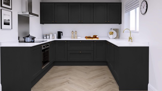 Chilcomb Paint To Order Black EKES U Shape Kitchen Set