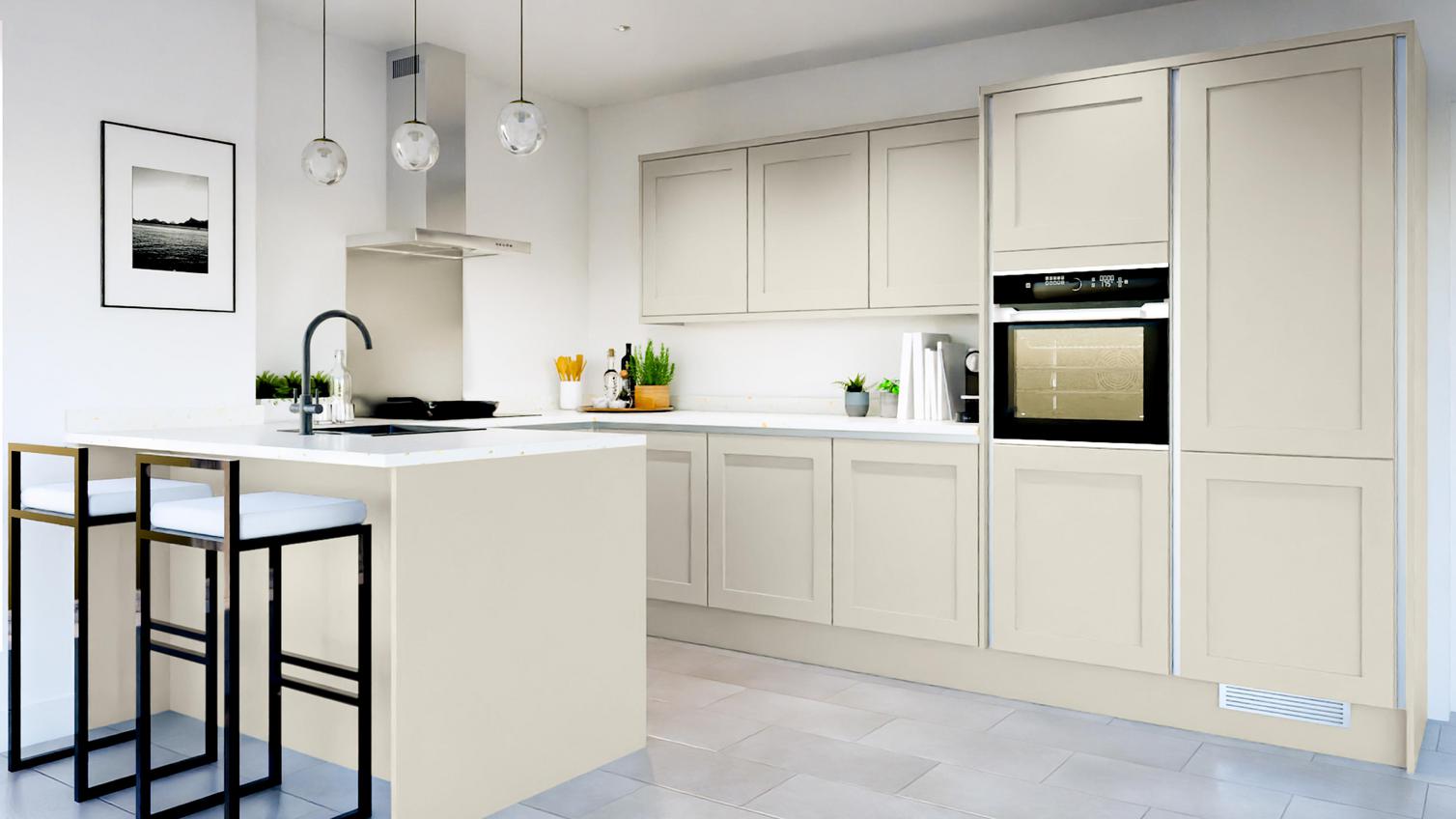 Chilcomb Linen Handleless EKES Set Shot Peninsula 