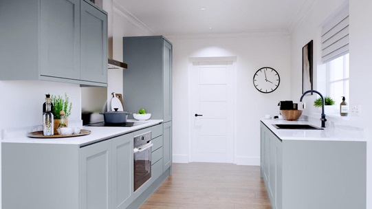 Chilcomb Seafoam Handleless EKES Set Shot Galley 