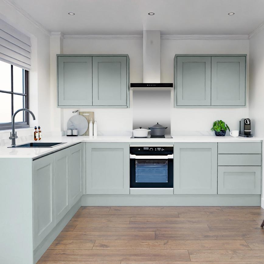 Chilcomb Seafoam Handleless EKES Set Shot LShaped