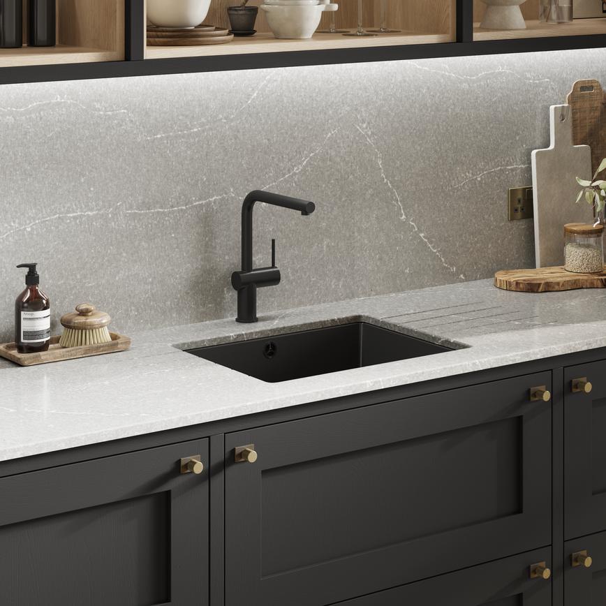 Chilcomb charcoal in-frame sink and tap detail