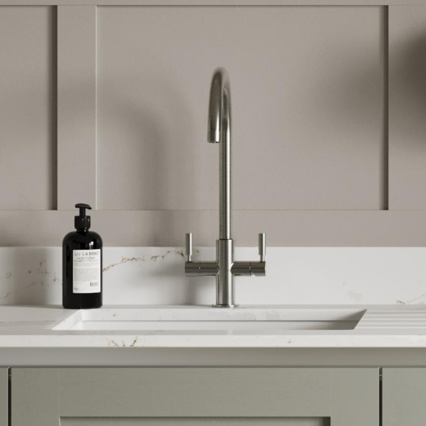 Chilcomb Estate Green Handleless Sink And Tap