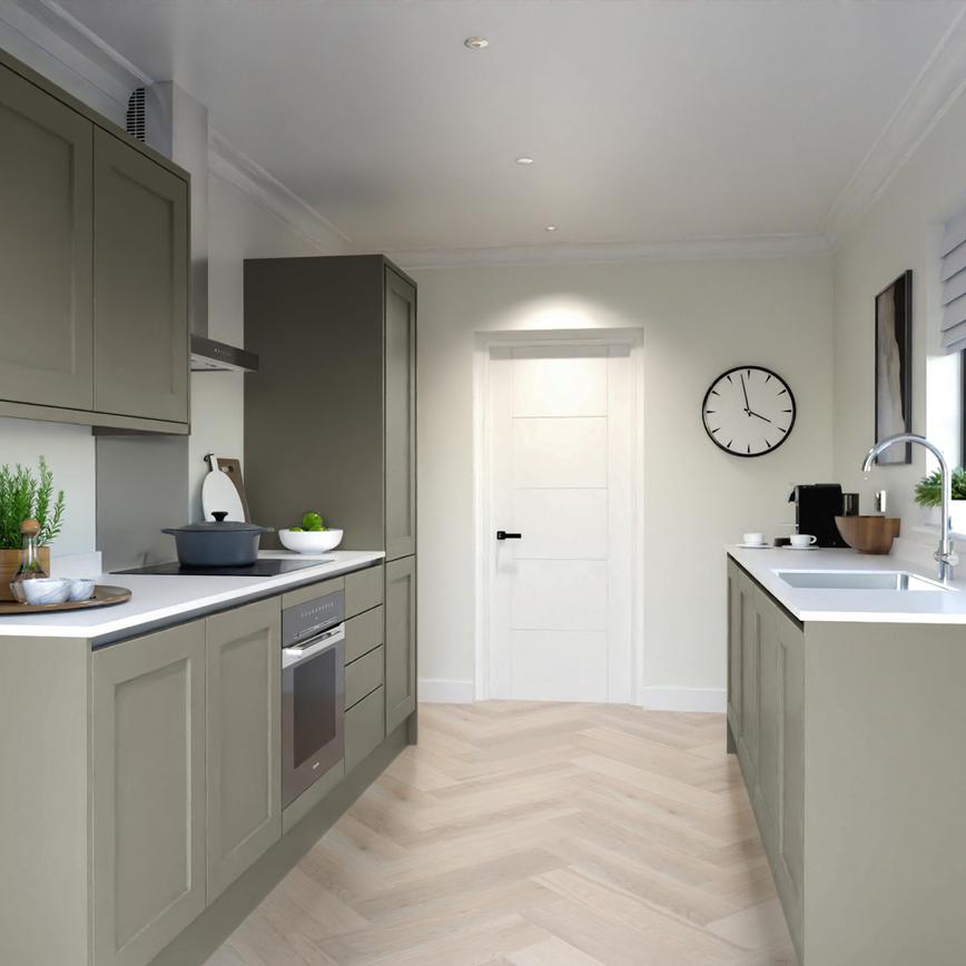 Chilcomb Handleless Estate Green EKES Galley