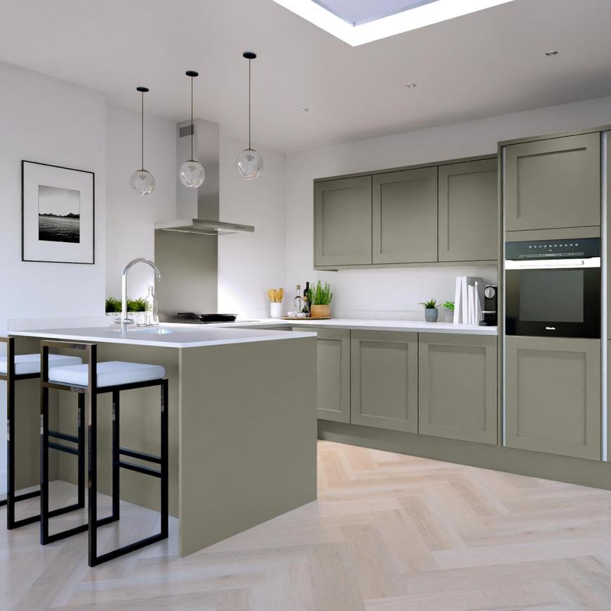 Chilcomb Handleless Estate Green EKES Peninsula