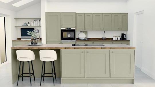 Elmbridge Sage Green In-Frame Island Kitchen